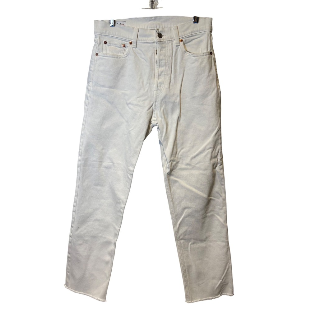 Gap Cheeky Straight Jeans Womens 28/6R White High Rise Button Fly Raw Hem Denim